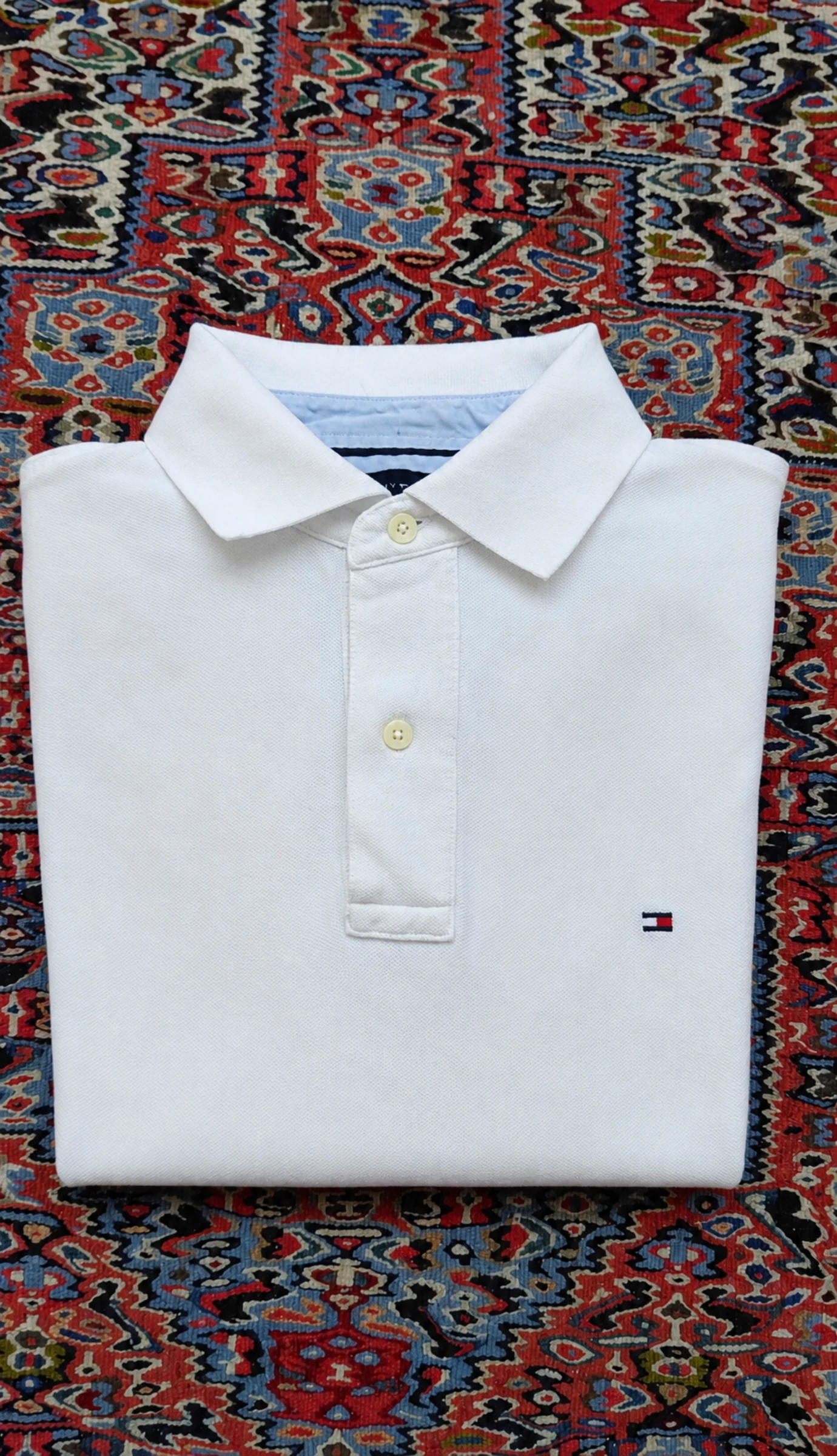 Tommy Hilfiger Polo Masculino Branco Tamanho M Logo Bordado Casual Old Money Preppy – photo 3